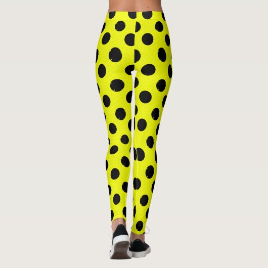 Yellow Black Polka Dots Leggings (Achterkant)