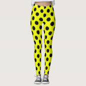 Yellow Black Polka Dots Leggings (Voorkant)