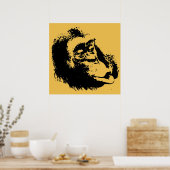 Yellow Black Pop Art Funny Chimpansee Poster (Keuken)