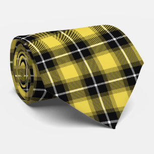 Yellow Black Pset Tartan Patroon Stropdas