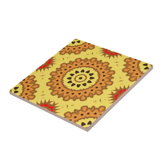 Yellow Black Red Ethnic Talavera Pattern Tegeltje (Zijkant)