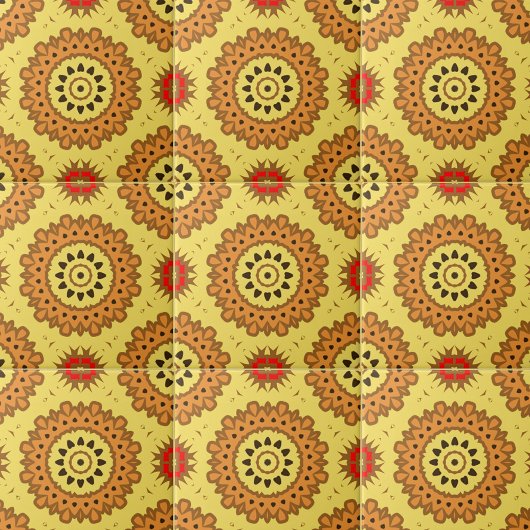 Yellow Black Red Ethnic Talavera Pattern Tegeltje