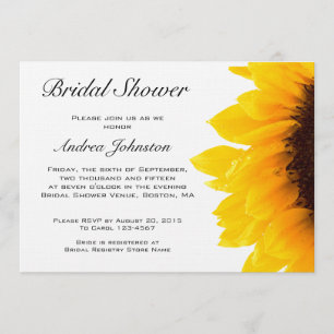 Yellow Black Sunflower Bridal Shower Invitation Kaart