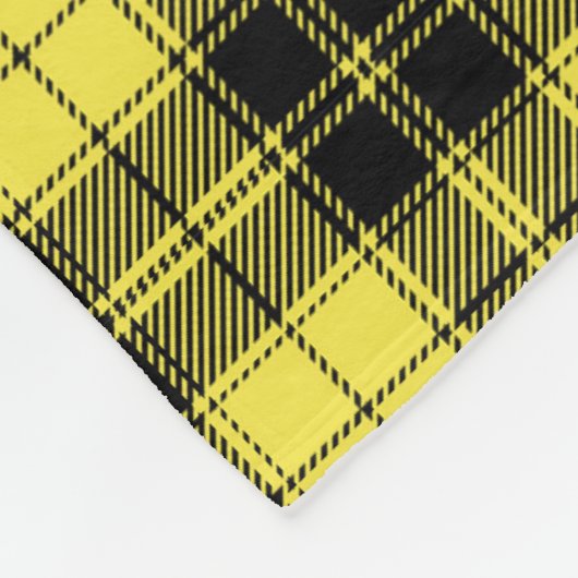 Yellow Black Tartan Patroon Fleece Deken (Hoek)