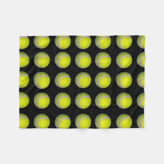 Yellow Black Tennis Ball Pattern; Fleece Deken (Voorkant (Horizontaal))