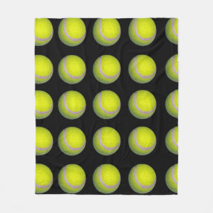 Yellow Black Tennis Ball Pattern; Fleece Deken