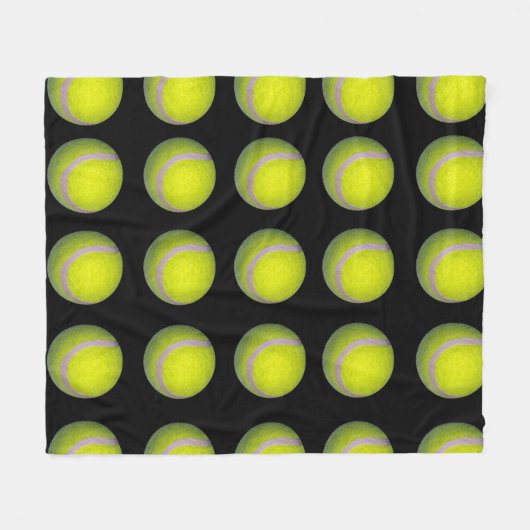 Yellow Black Tennis Ball Pattern; Fleece Deken (Voorkant (Horizontaal))