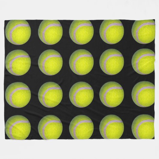 Yellow Black Tennis Ball Pattern; Fleece Deken (Voorkant (Horizontaal))