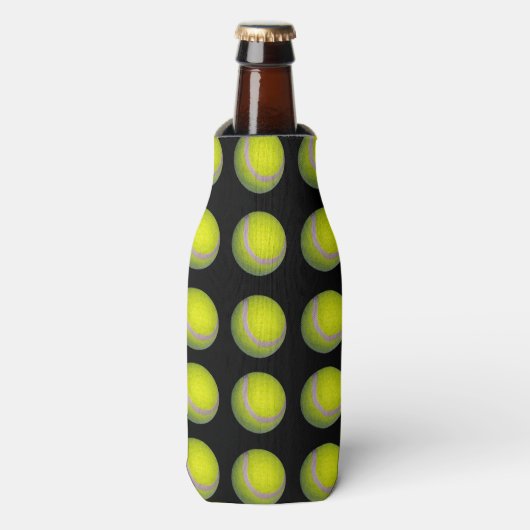 Yellow Black Tennis Ball Pattern; Flesjeskoeler (Fles Voorkant)