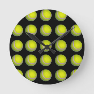 Yellow Black Tennis Ball Pattern; Ronde Klok