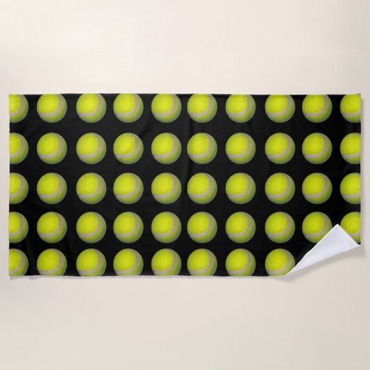 Yellow Black Tennis Ball Pattern; Strandlaken (Voorkant)