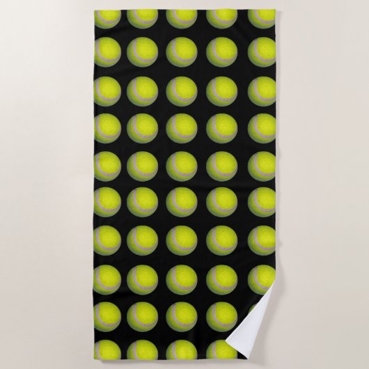 Yellow Black Tennis Ball Pattern; Strandlaken (Voorkant)