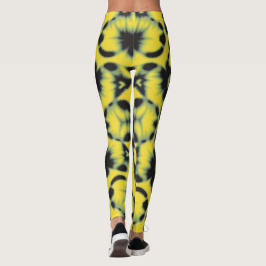 Yellow Black Tie Dye Leggings (Achterkant)