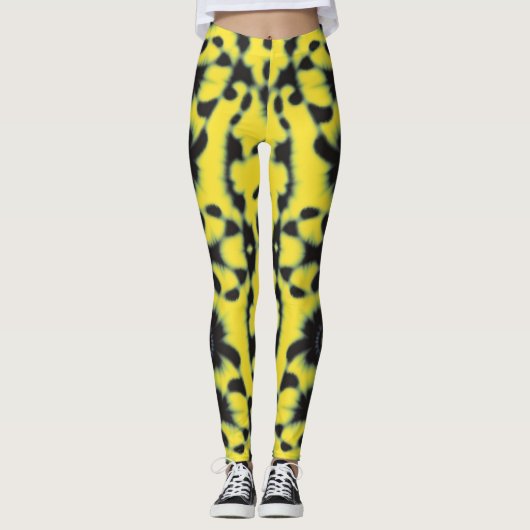 Yellow Black Tie Dye Leggings (Voorkant)
