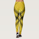 Yellow Black Trendy Diagonal Tartan Leggings (Achterkant)