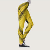 Yellow Black Trendy Diagonal Tartan Leggings (Rechts)