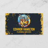 Yellow Black Watercolor Plumbing Tools Visitekaartje (Achterkant)