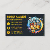 Yellow Black Watercolor Plumbing Tools Visitekaartje (Voorkant)