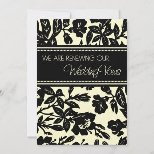 Yellow Black Wedding Vow Renewal Uitnodigingskaart Kaart