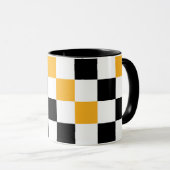 Yellow Black White Checkered Pattern Design  Mok (Voorkant rechts)