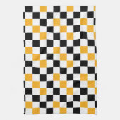 Yellow Black White Checkered Pattern Design  Theedoek (Verticaal)
