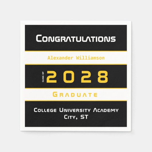Yellow Black White Congratulations Graduation Servet (Voorkant)