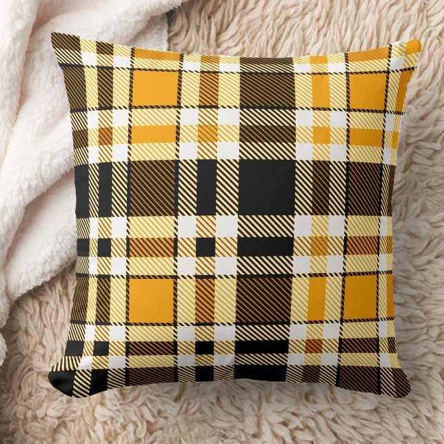 Yellow Black White Flannel Tartan Pattern Design  Kussen (Creator heeft geüpload)