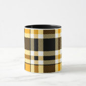 Yellow Black White Flannel Tartan Pattern Design Mok (Midden)