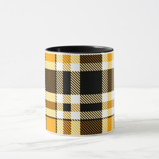 Yellow Black White Flannel Tartan Pattern Design  Mok (Midden)