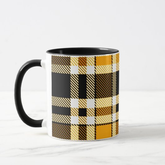 Yellow Black White Flannel Tartan Pattern Design  Mok (Links)