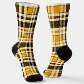 Yellow Black White Flannel Tartan Pattern Design  Sokken