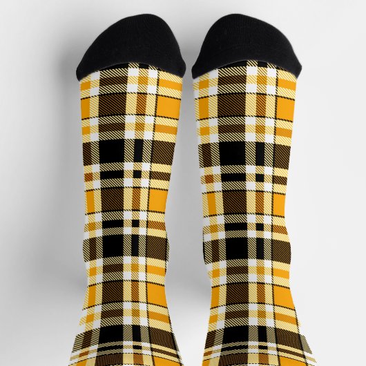 Yellow Black White Flannel Tartan Pattern Design  Sokken (Top)