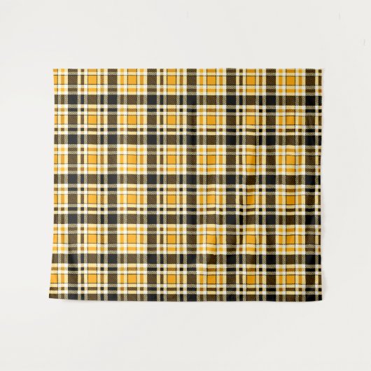 Yellow Black White Flannel Tartan Pattern Design  Wandkleed (Voorkant (horizontaal))