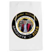 Yellow Black White Graduation Photo Medium Cadeauzakje (Voorkant)