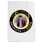 Yellow Black White Graduation Photo Medium Cadeauzakje (Achterkant)