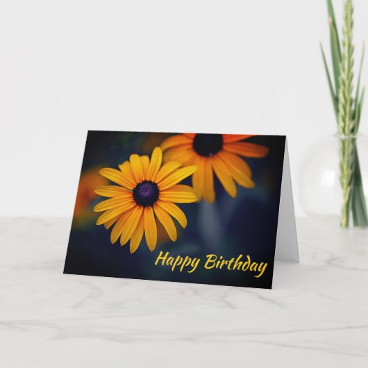 Yellow Blackeyed Susan Garden Flower Birthday Kaar Kaart (Voorkant)