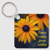 Yellow Blackeyed Susan Garden Flower Motivatie Sleutelhanger (Voorkant)