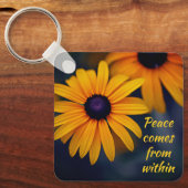 Yellow Blackeyed Susan Garden Flower Motivatie Sleutelhanger (Voorkant)
