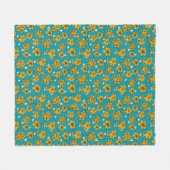 Yellow Blauwgroen Flowers Patroon Fleece Deken (Voorkant (Horizontaal))