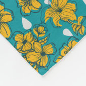 Yellow Blauwgroen Flowers Patroon Fleece Deken (Hoek)
