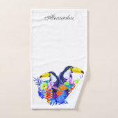 Yellow Blauwgroen Toucan vogels tropische bloemen Bad Handdoek (Handdoek)