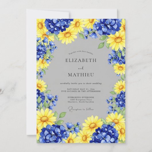 Yellow Blissful Country Wedding Kaart (Voorkant)