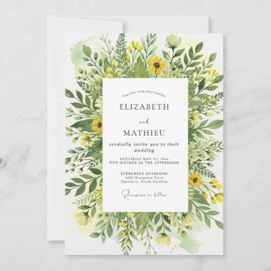 Yellow Blissful Meadow Wedding Kaart (Voorkant)