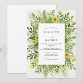 Yellow Blissful Meadow Wedding Kaart (Voorkant / Achterkant)