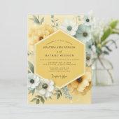 Yellow Bloom Botanical Wedding Kaart (Staand voorkant)