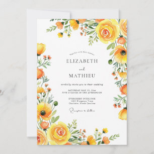 Yellow Bloom Romance Trouwen Kaart