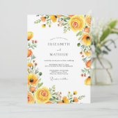 Yellow Bloom Romance Wedding Kaart (Staand voorkant)
