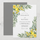 Yellow Blooming Botanical Wedding Kaart (Voorkant / Achterkant)