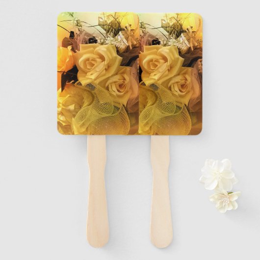 "Yellow Blossom Hand Fans Handwaaier (Voorkant en achterkant)