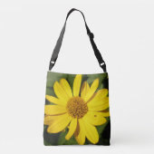 Yellow blossom with green leaves crossbody tas (Achterkant)
